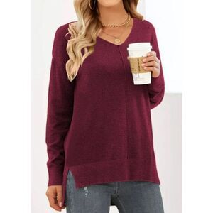 NWT V Neck Sweater for Women Fall Lightweight Knit Pullover Sweater